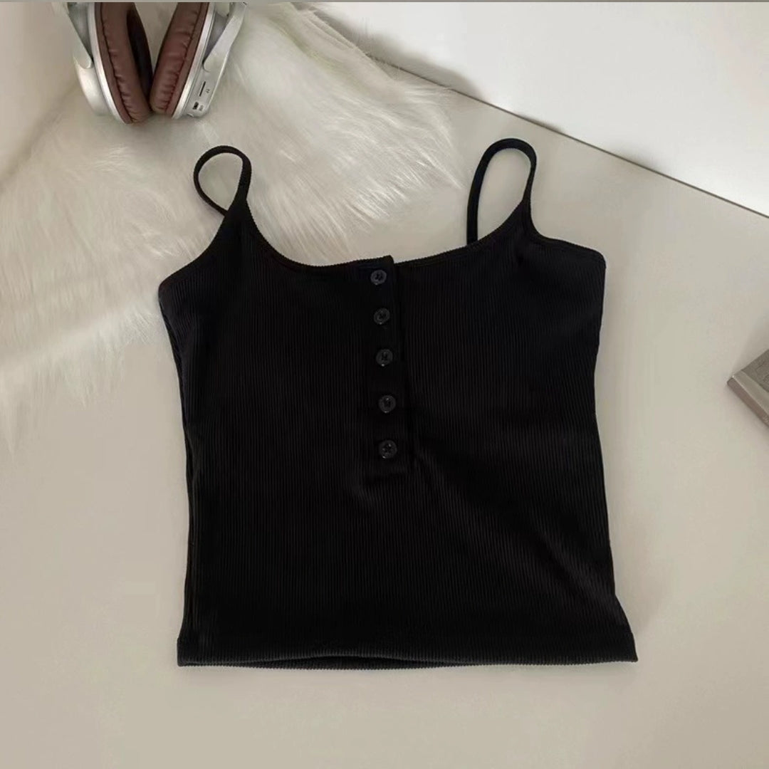 Casual Button-Up Built-In Bra Camisole